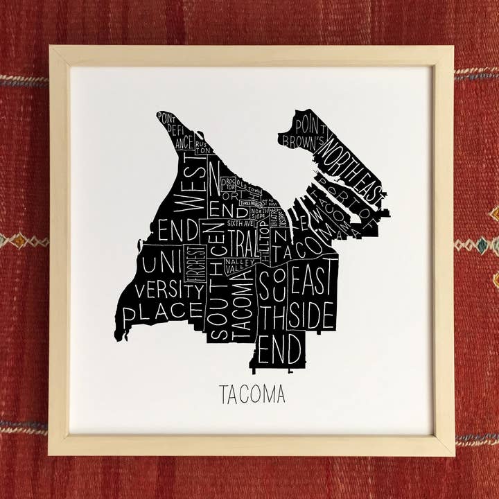 Stampa mappa quartiere Tacoma 30,5 x 30,5 cm per la vendita all'ingrosso da parte di Tim Plus April