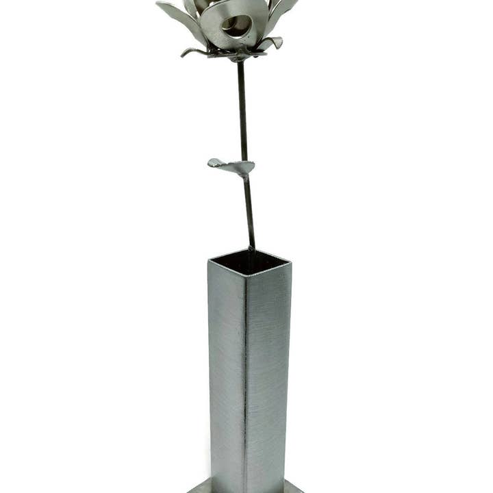 Metal Relic - Wholesale Vase - Single Immortal Rose And Bud Vase2