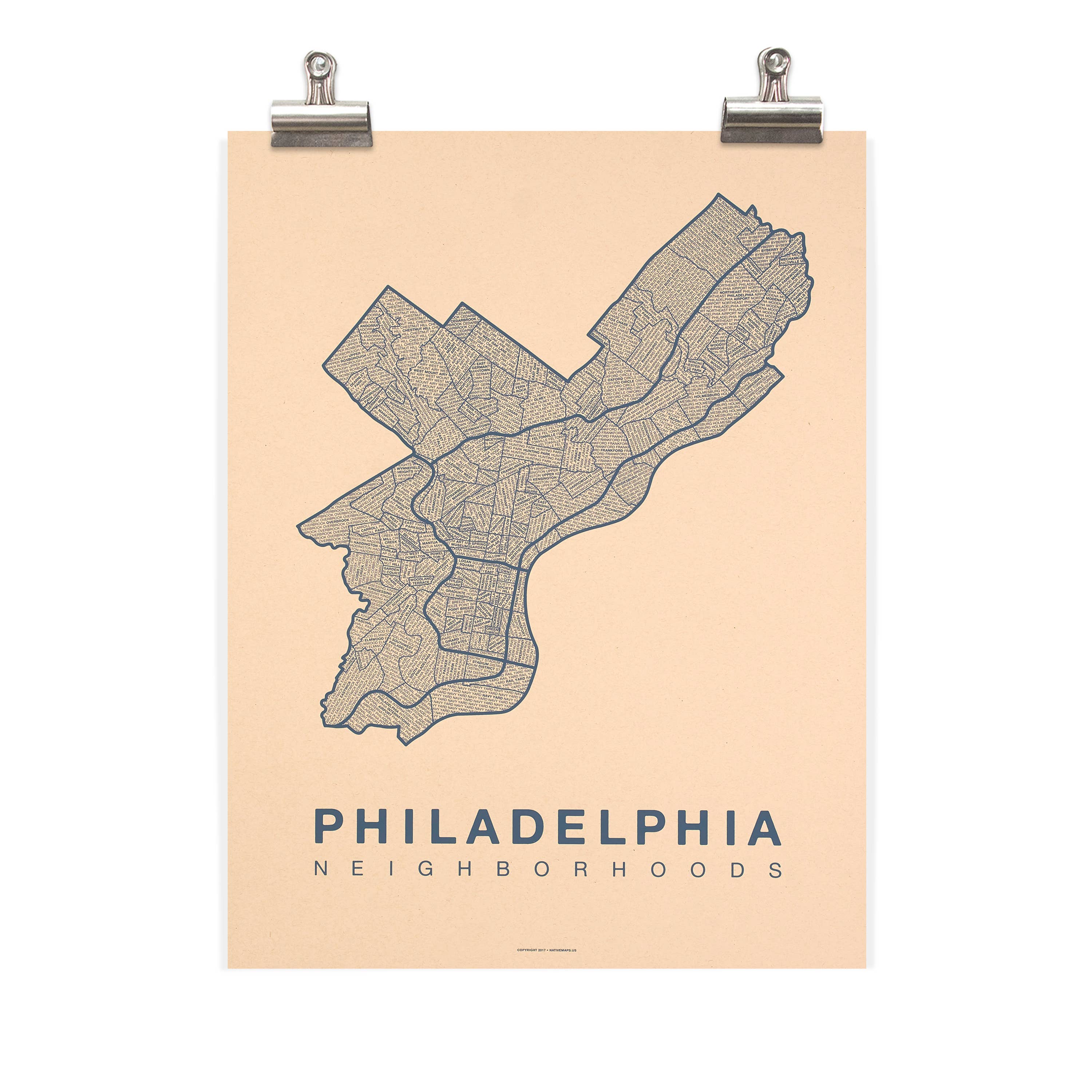 Native Maps - Vente Poster - Affiche de la carte de la ville du quartier de Philadelphie, en Pennsylvanie3