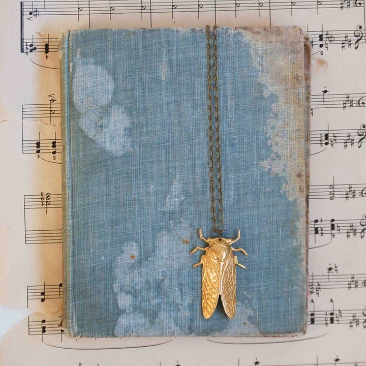 Red Truck Designs - Wholesale Pendant/Charm Necklace - Cicada Pendant Big Gold Beetle Necklace Summer Bug 24 inches1