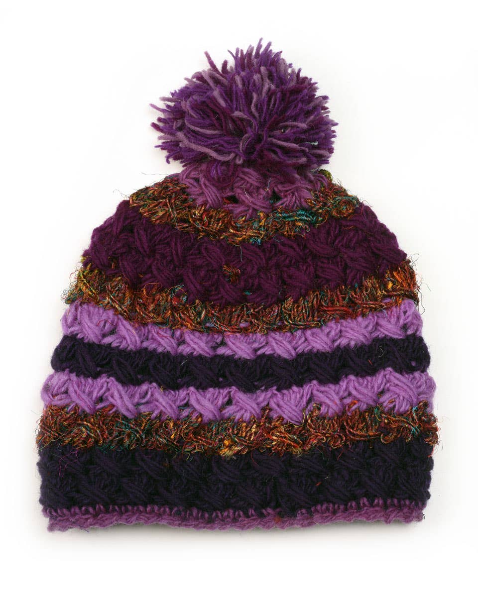Zig Zag Asian Collection - Wholesale Beanie - Women's - Crochet Beanie Hat with Silk3