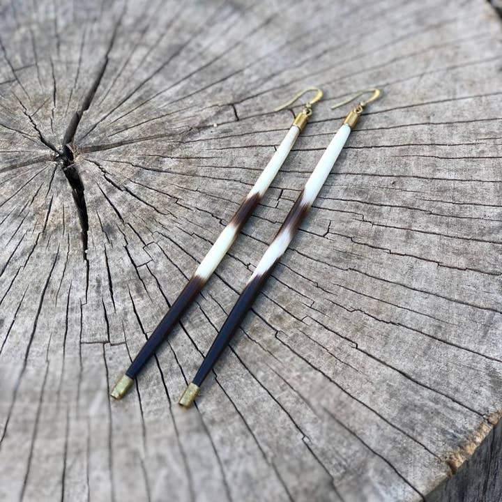 Porcupine Quill Earrings - Long, Black/Brown & Ivory, Brass and other Purchase Wholesale porcupine quill. Free Returns & Net 60 Terms on Faire trending on Faire.