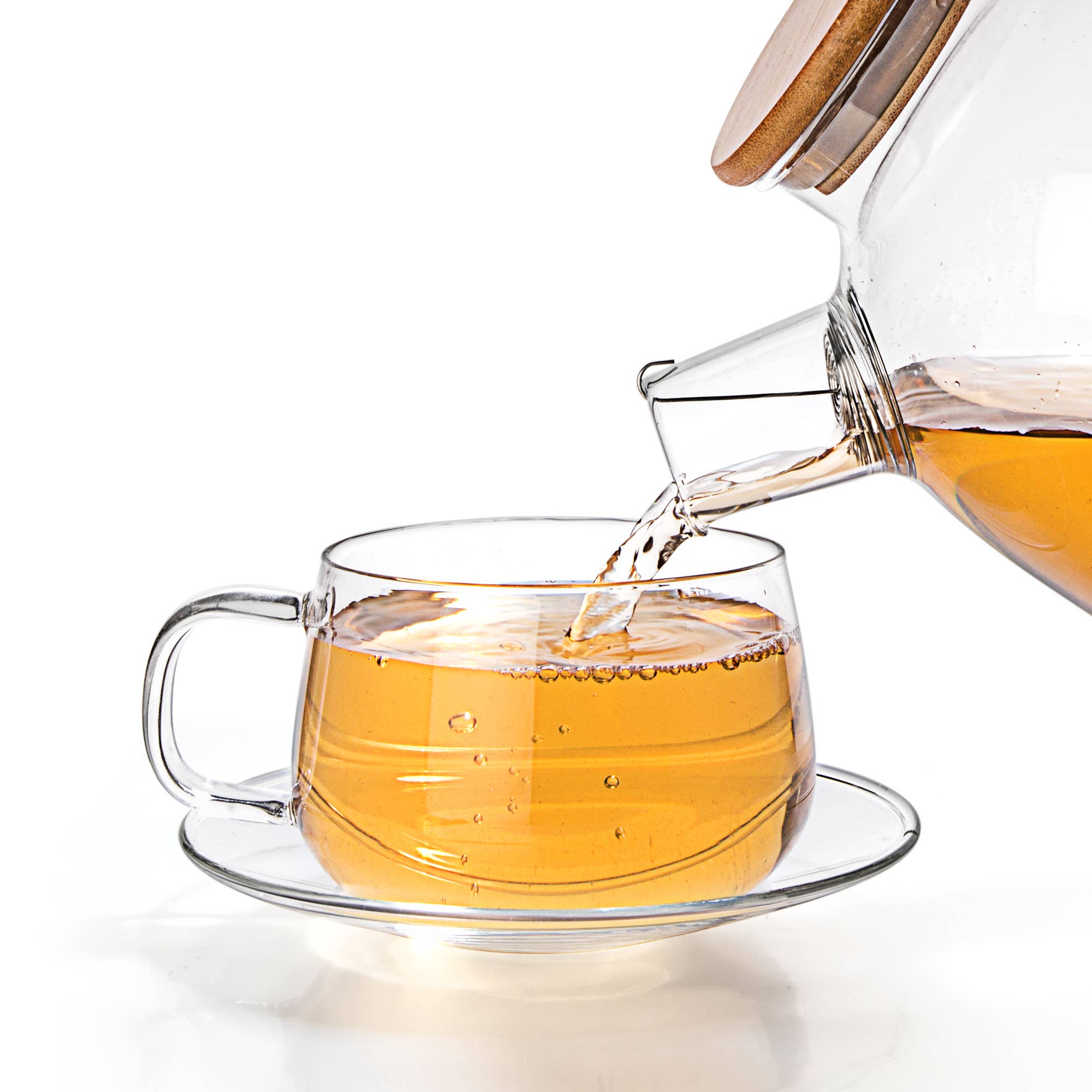 TEALYRA / LUXBE – Engroshandel Kop – Sæt 4, 10.1 oz klart letvægts glas te kaffekop underkop1