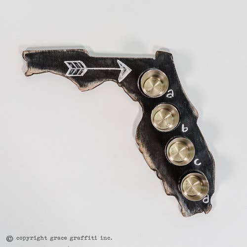 Grace Graffiti - Wholesale Drinking Glass/Cup - State Chalkboard Wooden Flight with Set of 4 Stainless Steel1