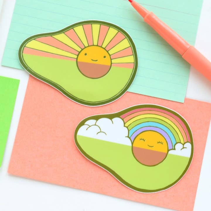 Imaginary Animal - Wholesale Sticker - Avocado Rainbow + Avocado Sunrise Die Cut Vinyl Stickers2