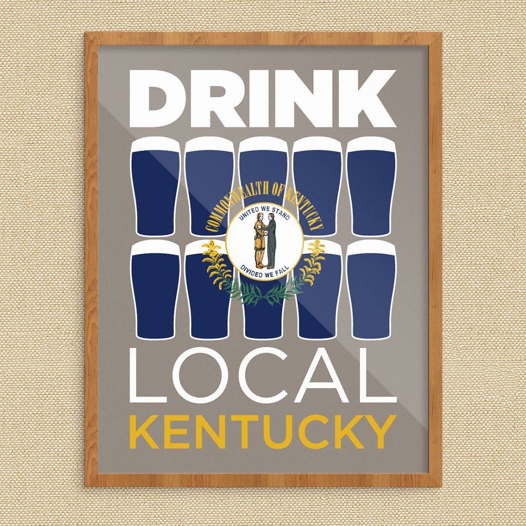 Fridgedoor - Wholesale Art Print - 11'' x 14'' Drink Local Glasses Kentucky Print0