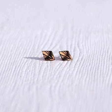 Leather Flower Stud Earrings for wholesale by Buzzing Bird Studios, LLC