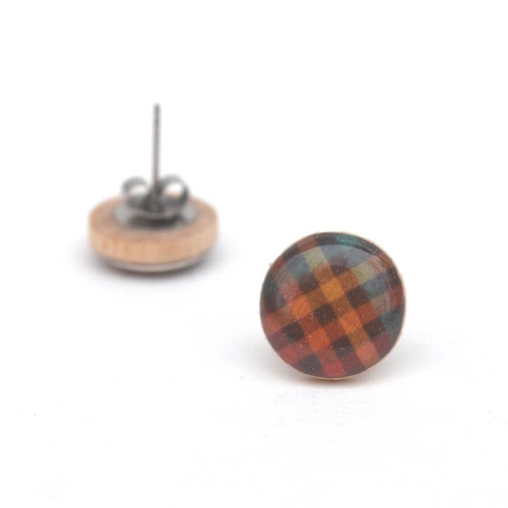 Starlight Woods - Wholesale Stud/Post Earrings - Everyday Plaid Stud Earrings with titanium posts2