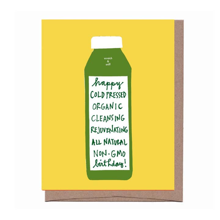 Biglietto di auguri di compleanno Scratch & Sniff per la vendita all'ingrosso da parte di La Familia Green