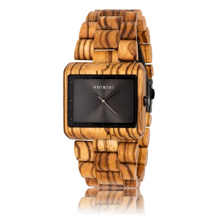 HOT&TOT - Wholesale Wrist Watch - Men's - DUSK | Wood watch for men | Square | Sustainable | Black