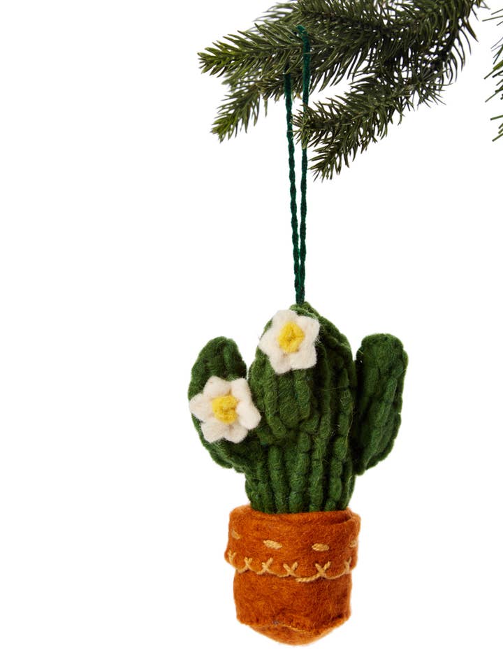 Adorno de cactus saguaro, maceta marrón para venta al por mayor de Silk Road Bazaar