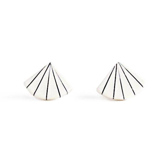 Jenna Vanden Brink Ceramics - Wholesale Stud/Post Earrings - Pinstripe Fan Studs
