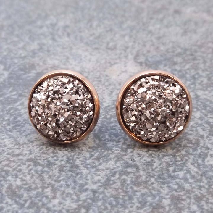 Bijoux Too - Druzy and Rose Gold Earrings for wholesale by Felicity Jewelry Designs