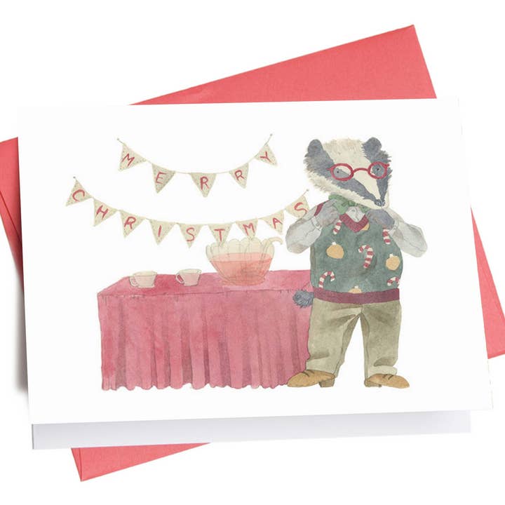 Badger Christmas | Holiday Greeting Card for wholesale by Inkwell Cards