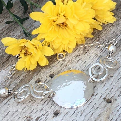 Simply Sterling Designs - Wholesale Charm/Dangle Bracelet - Circle and Swirls Hammered Sterling Silver Bracelet1