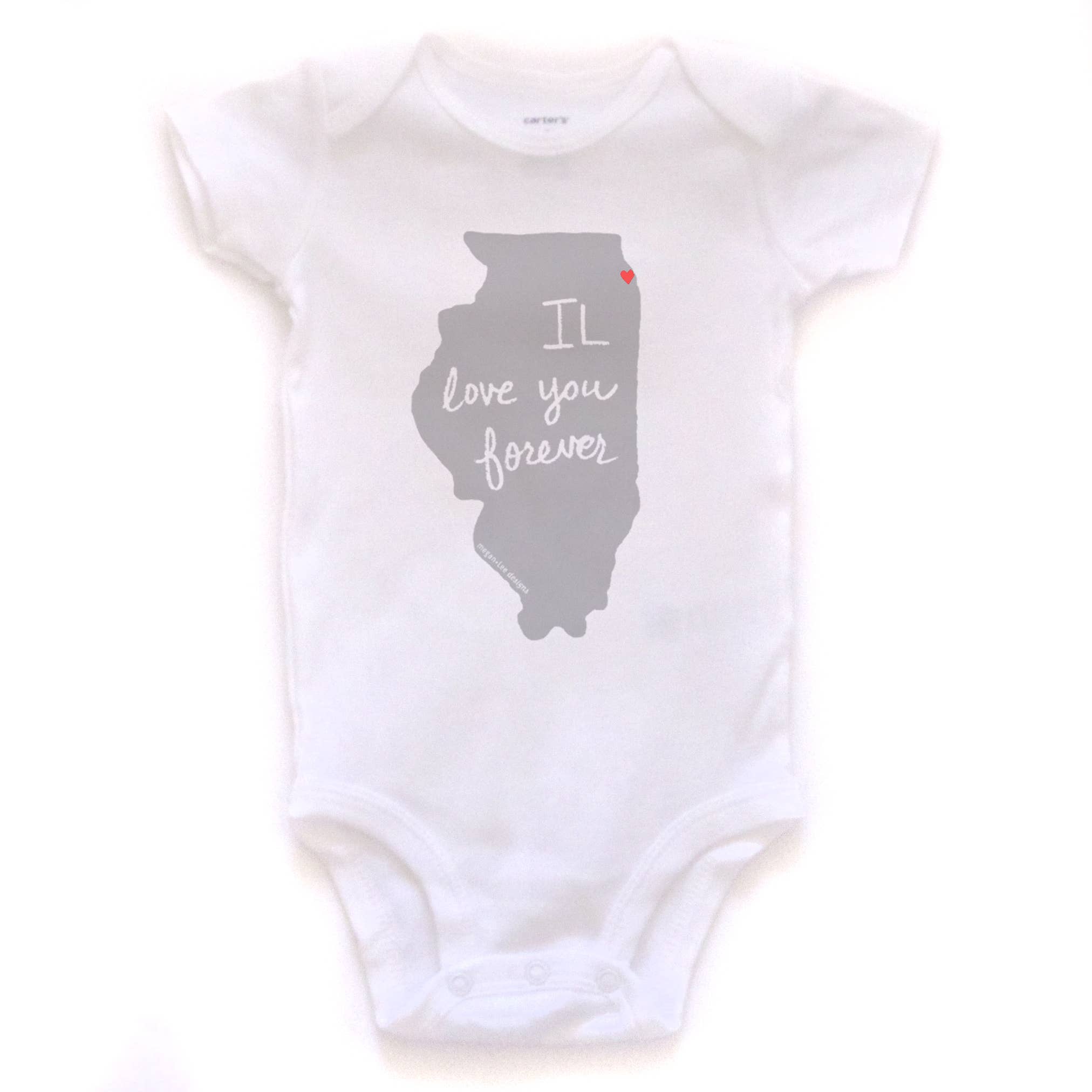 Megan Lee Designs - Wholesale Bodysuit (Non-Footed) - Baby - IL Love You Forever (Illinois): Baby Onesie