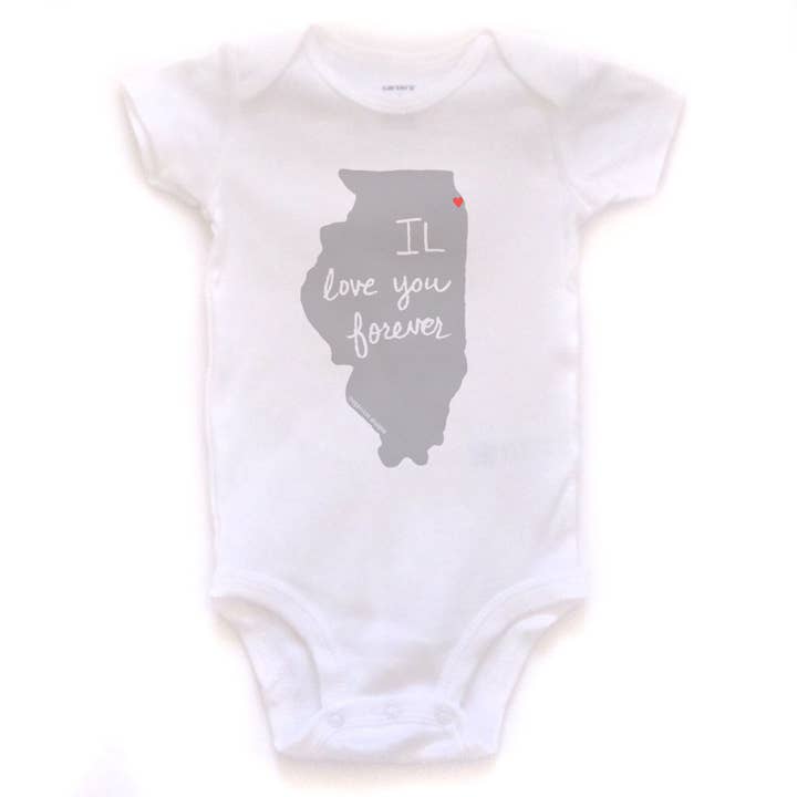 Megan Lee Designs - Wholesale Bodysuit (Non-Footed) - Baby - IL Love You Forever (Illinois): Baby Onesie0
