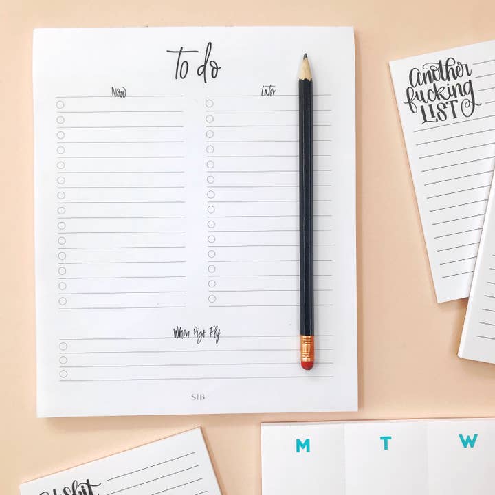 Stevie + Bean Paperie - Wholesale Notepad - To Do Now, Later, When Pigs Fly / Notepad2