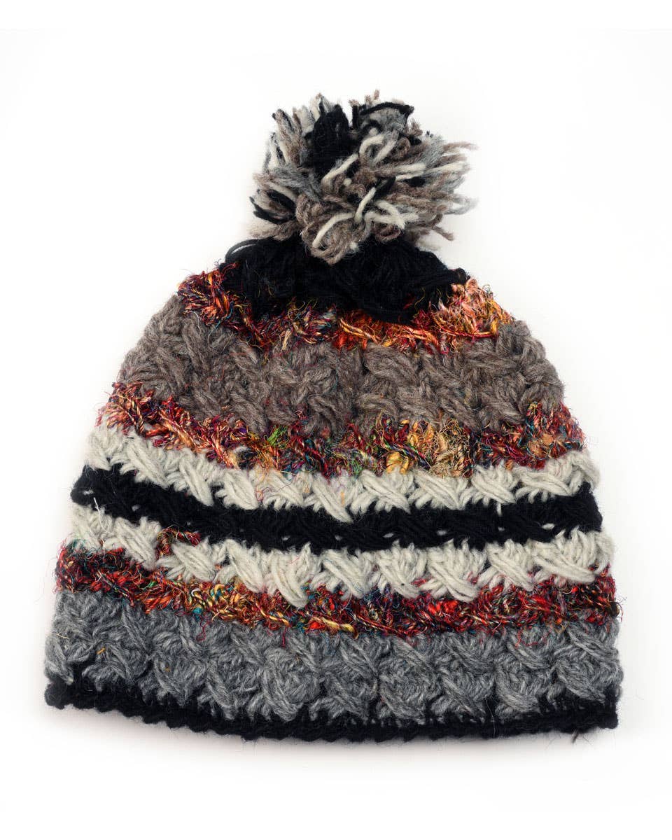 Zig Zag Asian Collection - Wholesale Beanie - Women's - Crochet Beanie Hat with Silk0