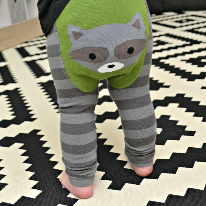 Woodland Raccoon Baby and Toddler Leggings for wholesale by Doodle Pants