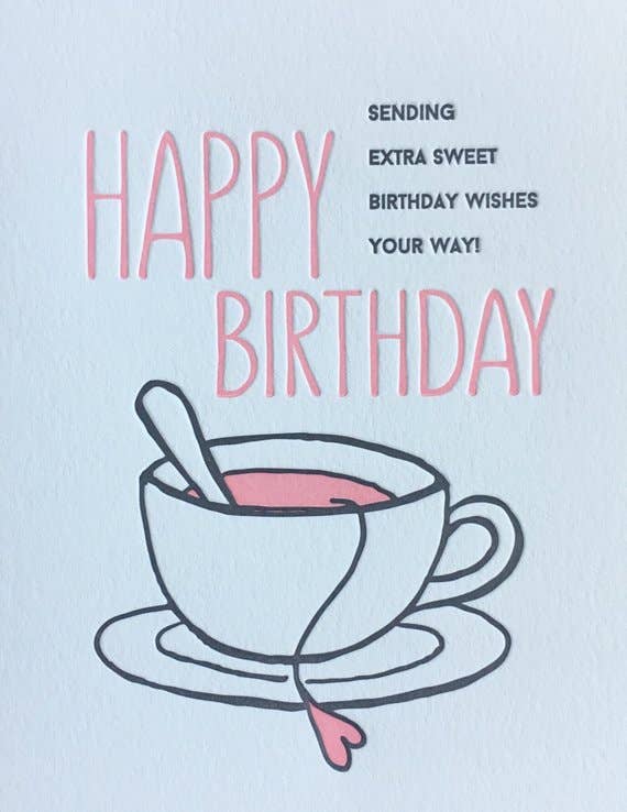 Lucky Bee Press - Wholesale Birthday Card - Happy Birthday Sweet Tea - letterpress card1
