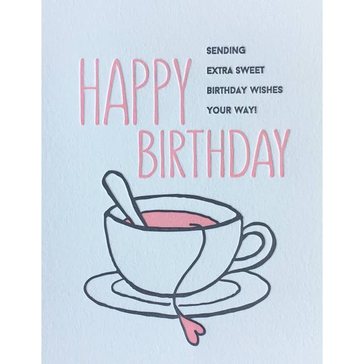 Lucky Bee Press - Wholesale Birthday Card - Happy Birthday Sweet Tea - letterpress card1