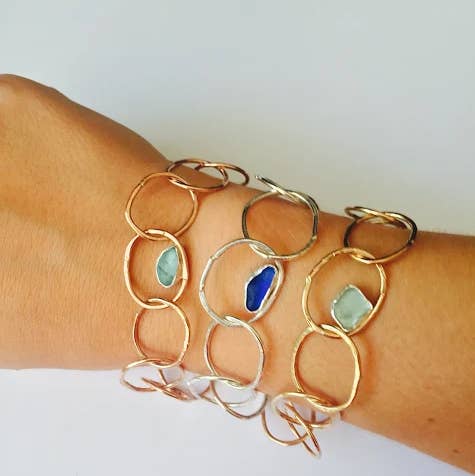 La Soucique Studio Metalsmithing - Wholesale Charm/Dangle Bracelet - Perelle Charmed Seaglass Bracelet0