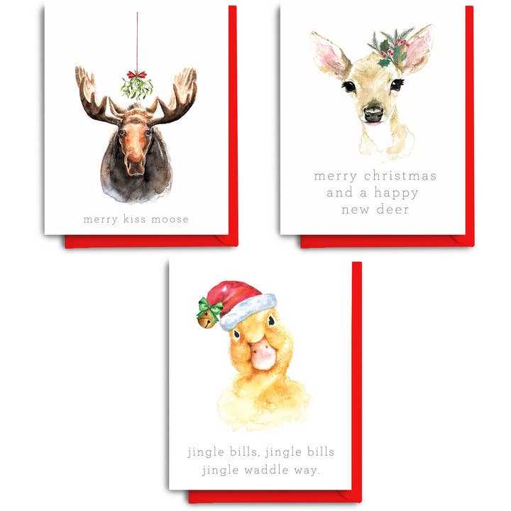 Christmas Animals | Holiday Card Set for wholesale by Inkwell Cards
