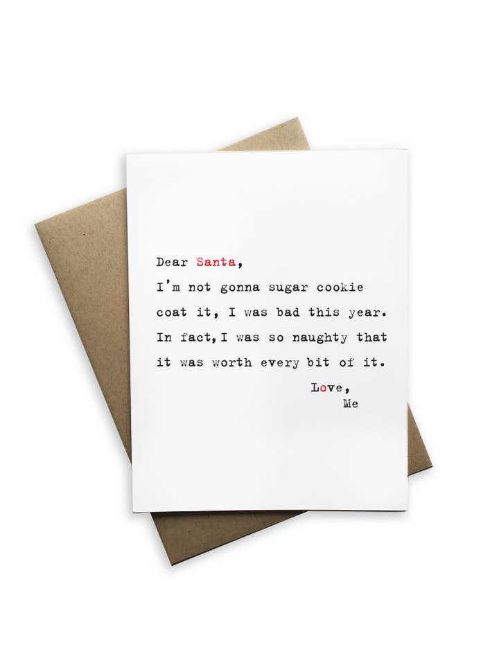 Snarky Christmas -Dear Santa Christmas Card for wholesale by Tiramisu Paperie