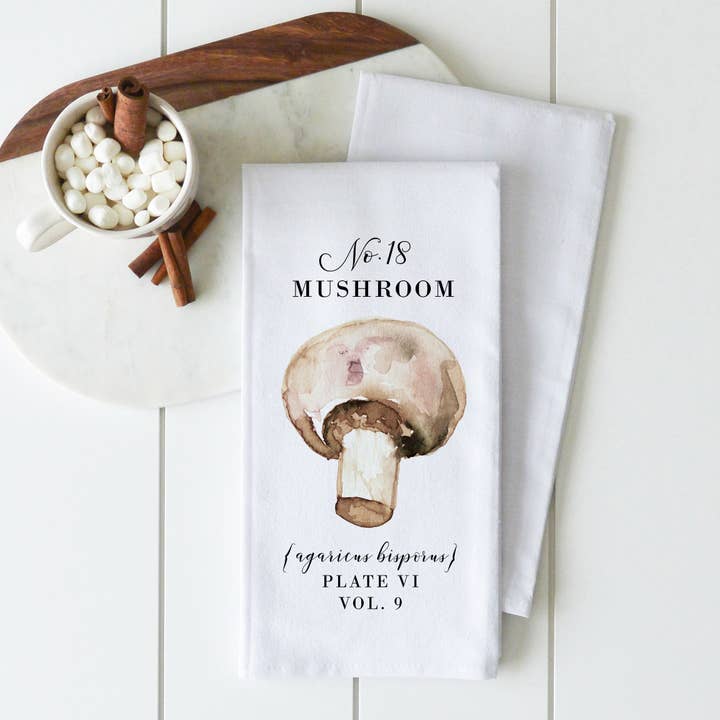 Mushroom Tea Towel for wholesale by Porter Lane Home