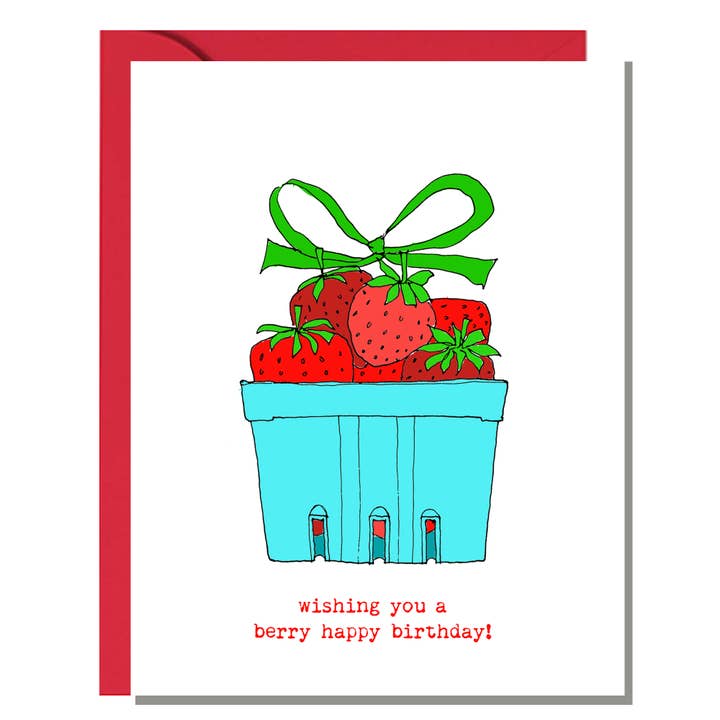 Strawberry Birthday Card for wholesale by Rachelink Cards & Illustrations