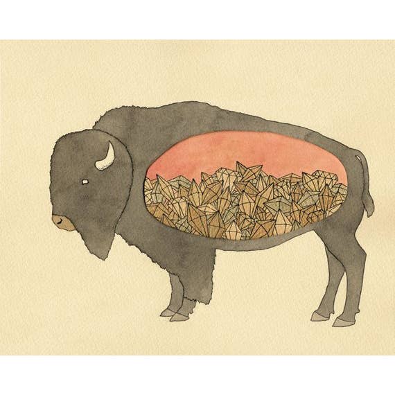 „Goldmine” -Bison Print voor wholesale door Sadly Harmless Illustration