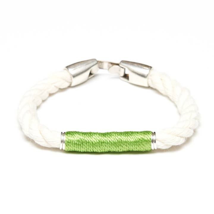 Beacon - Bracciale in corda nautica, color avorio/lime/argento per la vendita all'ingrosso da parte di Allison Cole Jewelry