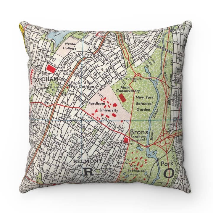 Fordham University Map Throw Pillow Decorative Pillow for wholesale by Daisy Mae Designs