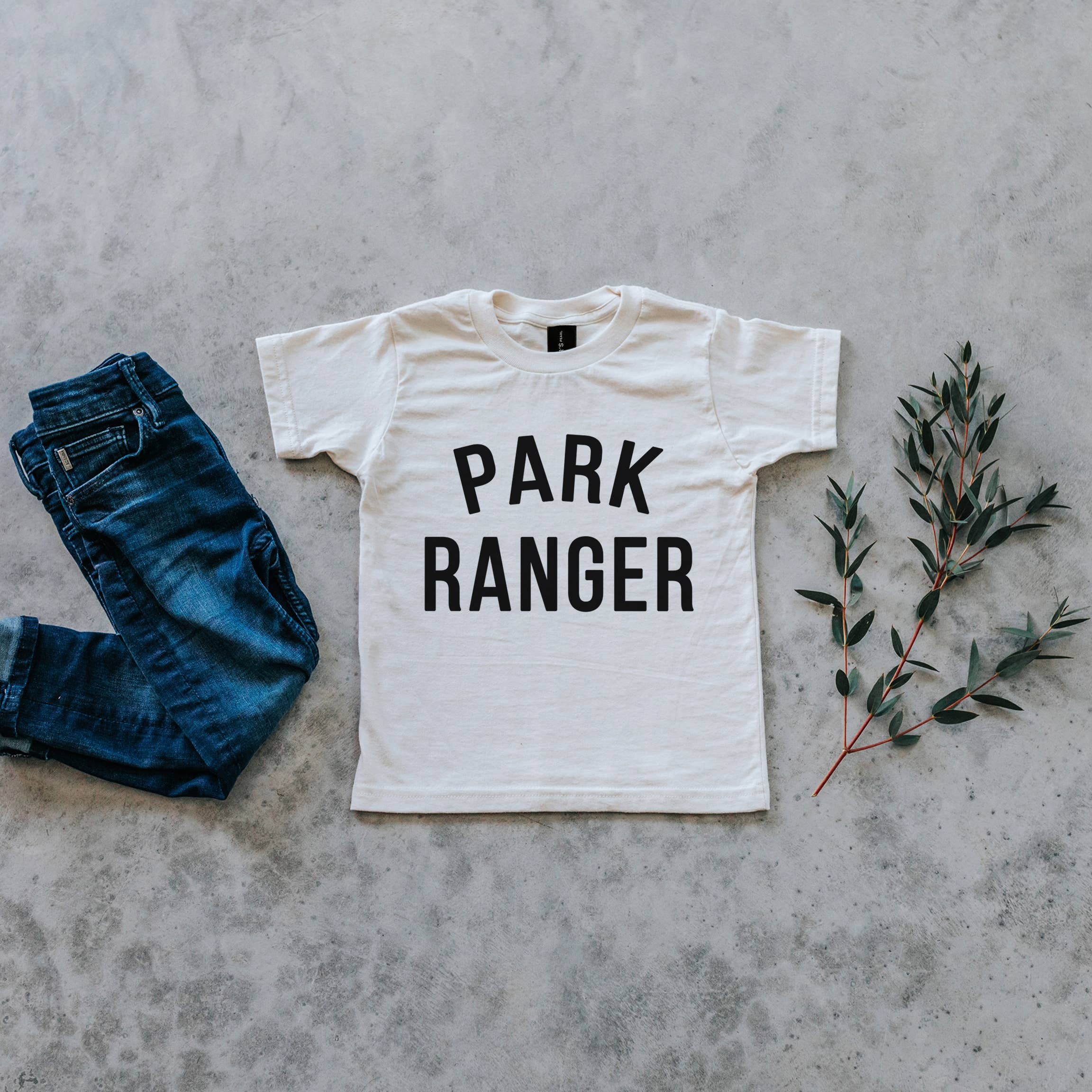 Gladfolk - Wholesale Screen Printed T-Shirt - Kids - Park Ranger Cream Organic Kids Tee2