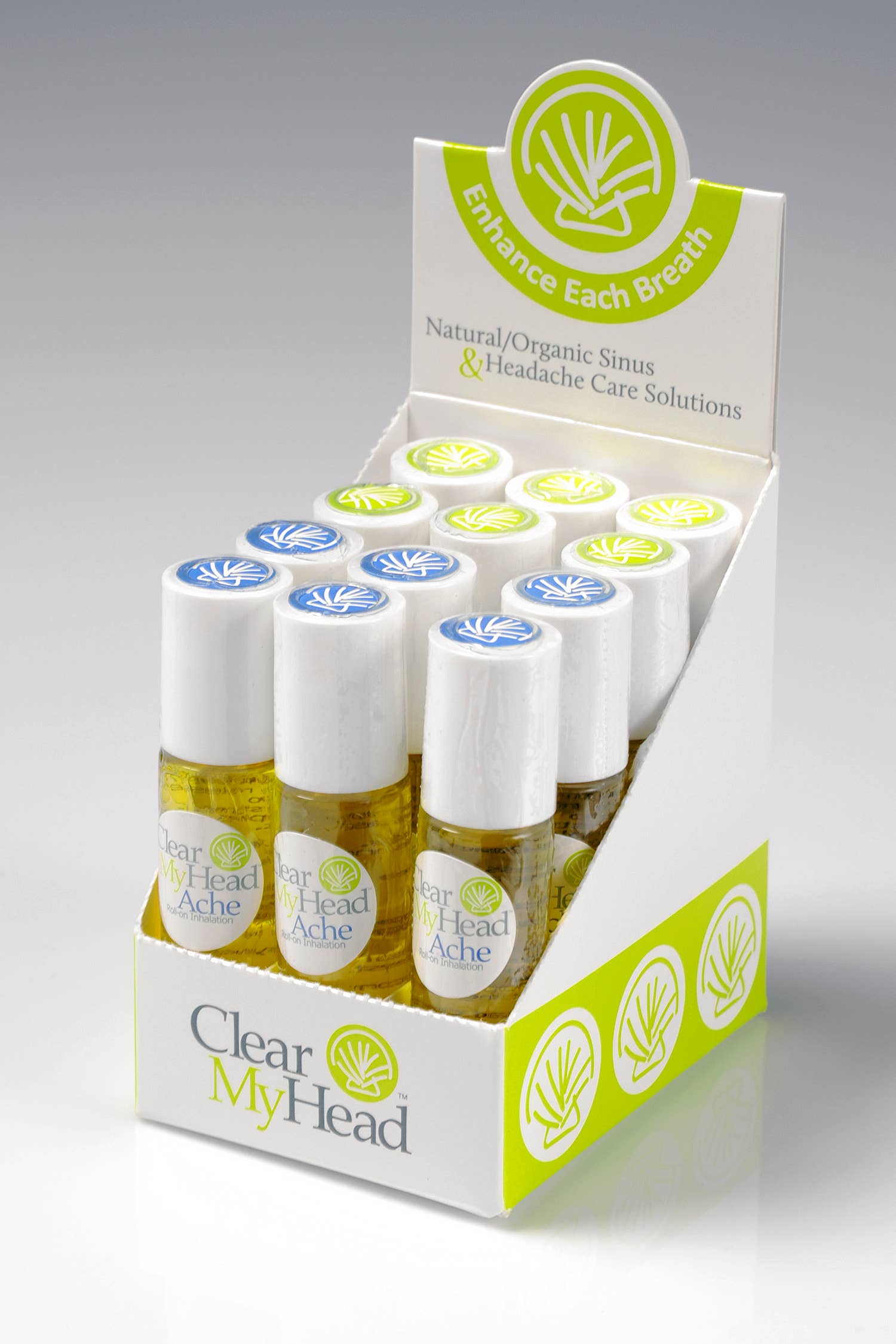 Clear My Head Ltd - Wholesale Essential Oil Roll-On - '2Go' SINUS /'Ache' HEADACHE Roll-On Split Pack Case6