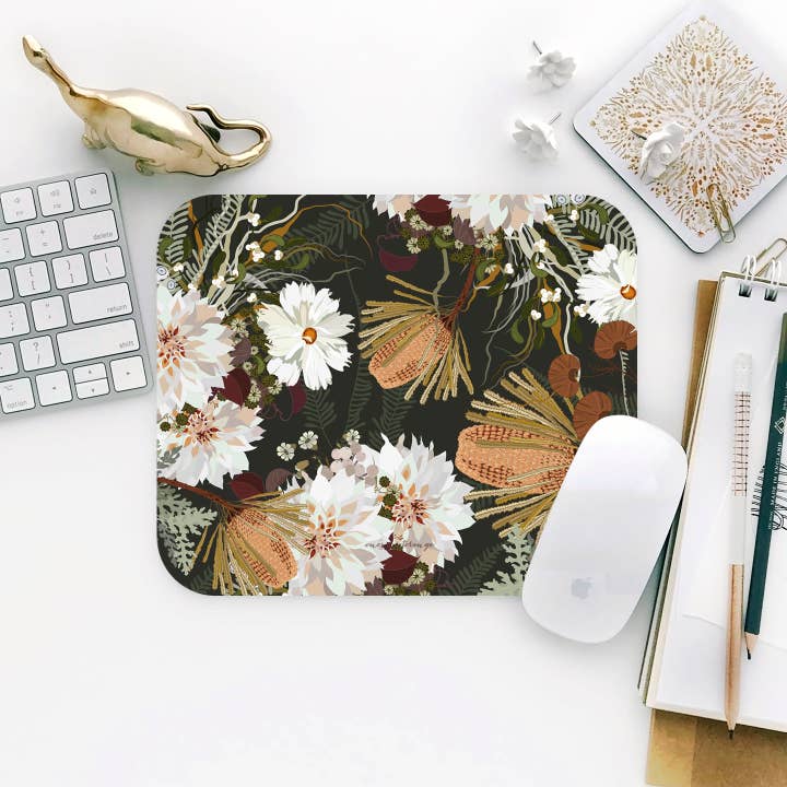 Banksia Dahlia Nuit Tapis de souris rectangulaire pour la vente par Onesweetorange