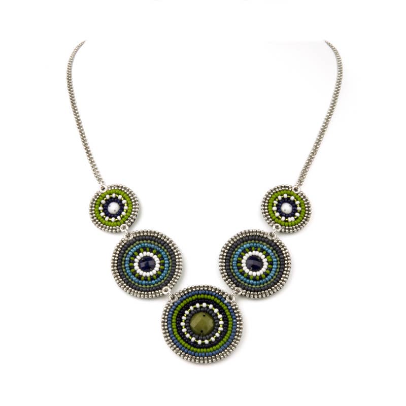 Erik & Mike - Wholesale Pendant/Charm Necklace - Seed Bead, hand beaded Necklaces 5 Circle in Crew Blue2