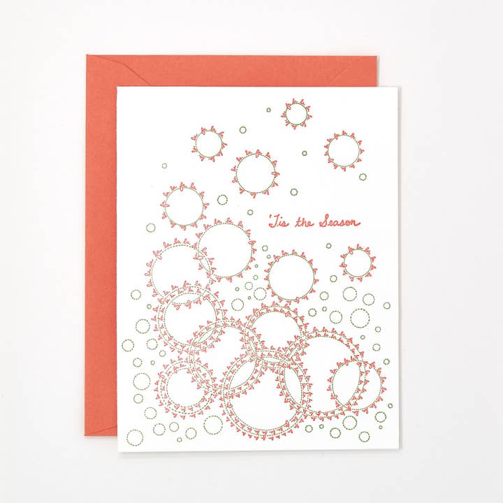 'Tis the Season Christmas Letterpress Gift Card for wholesale by Helen Edna