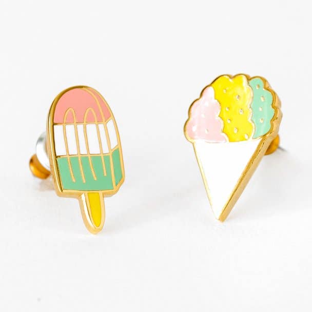 Yellow Owl Workshop – Engroshandel Ørestikkere – Sno Cone and Popsicle Øreringe - Guld Summer Statement Studs0