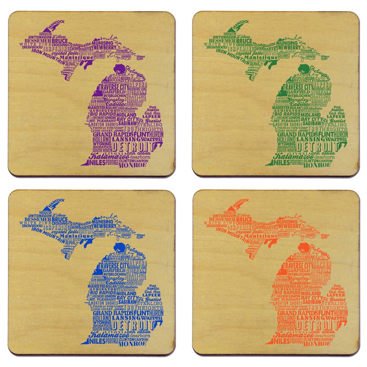 Torched Products - Wholesale Coasters - State Typography Coaster- Set of 423