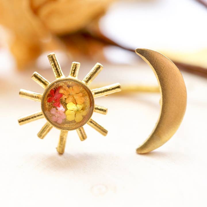 Echte geperste bloem- en harsring voor wholesale door Ann + Joy