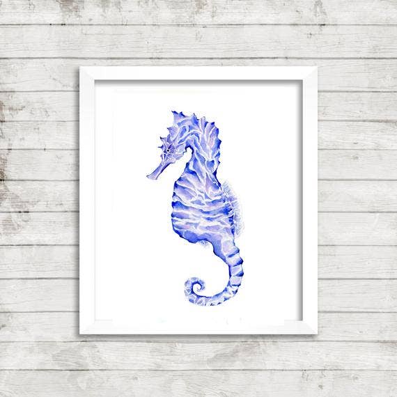 8" x 10" Laurel's Seahorse Print for wholesale by Violette Tide Studios
