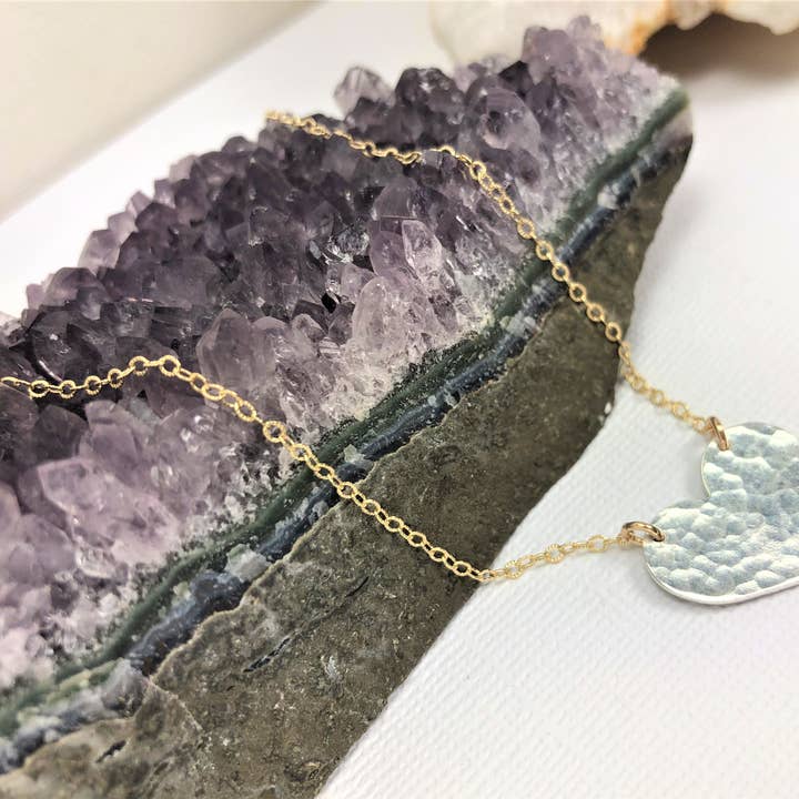 Hammered Heart Necklace for wholesale by Laura J Designs