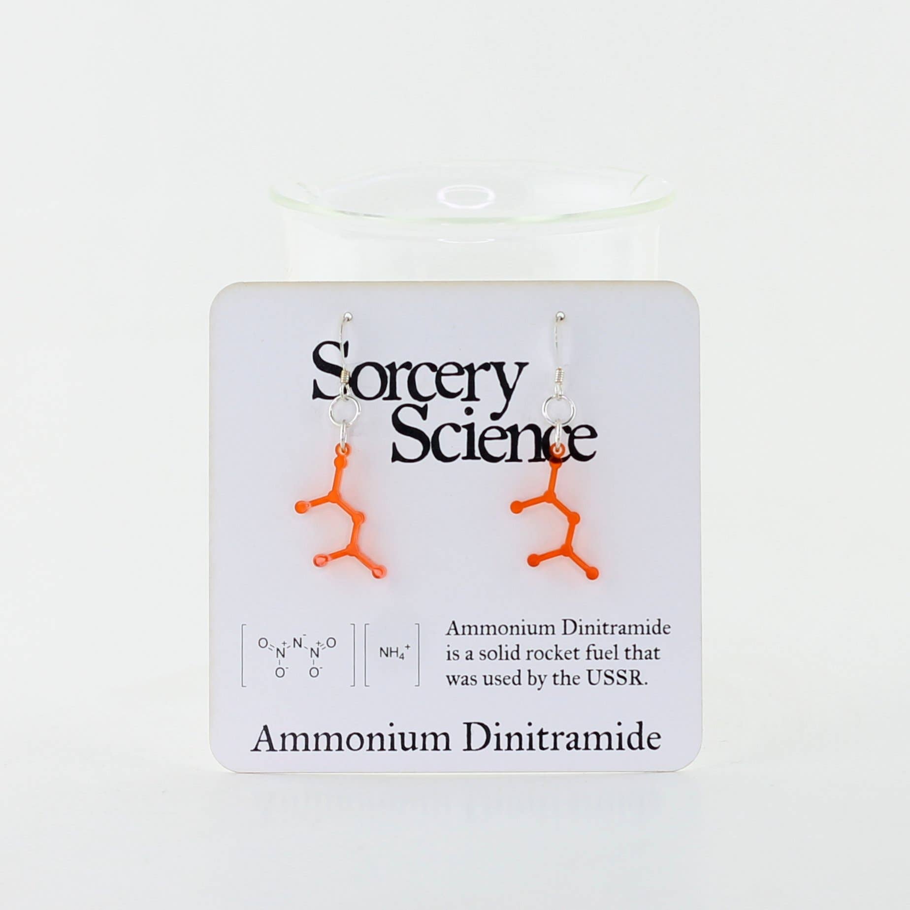 Sorcery Science – wholesale Dangle earrings – Ammonium Dinitramide Rocket Fuel Molecule Earrings1
