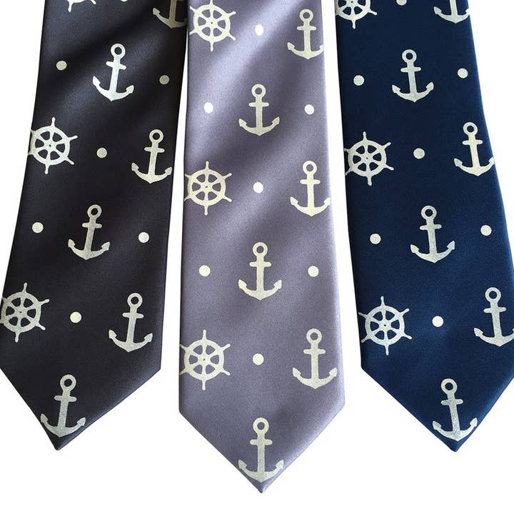 Anchor Necktie, Nautical Print Tie for wholesale by Cyberoptix Tie Lab