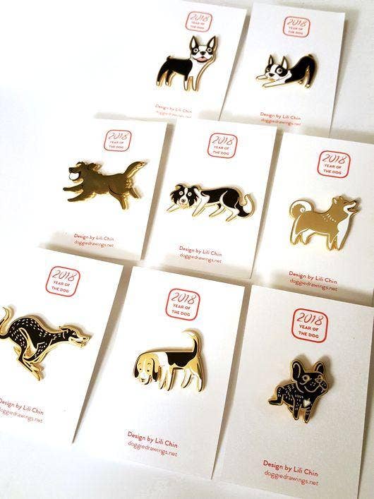 Lili Chin Art - Wholesale Lapel Pin/Button - Greyhound / Sighthound Dog Enamel Pin2
