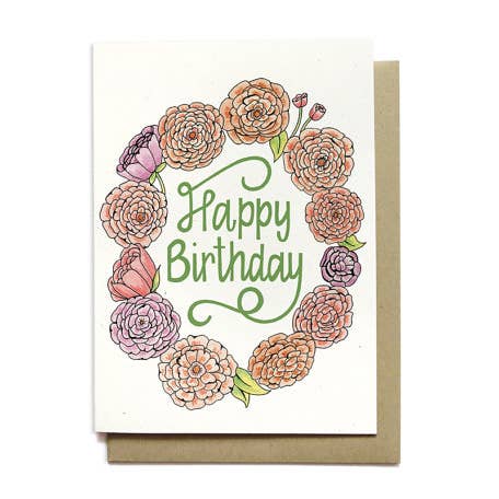 Geburtstagskarte - Blumenkranz für den Großhandel von Hennel Paper Co.