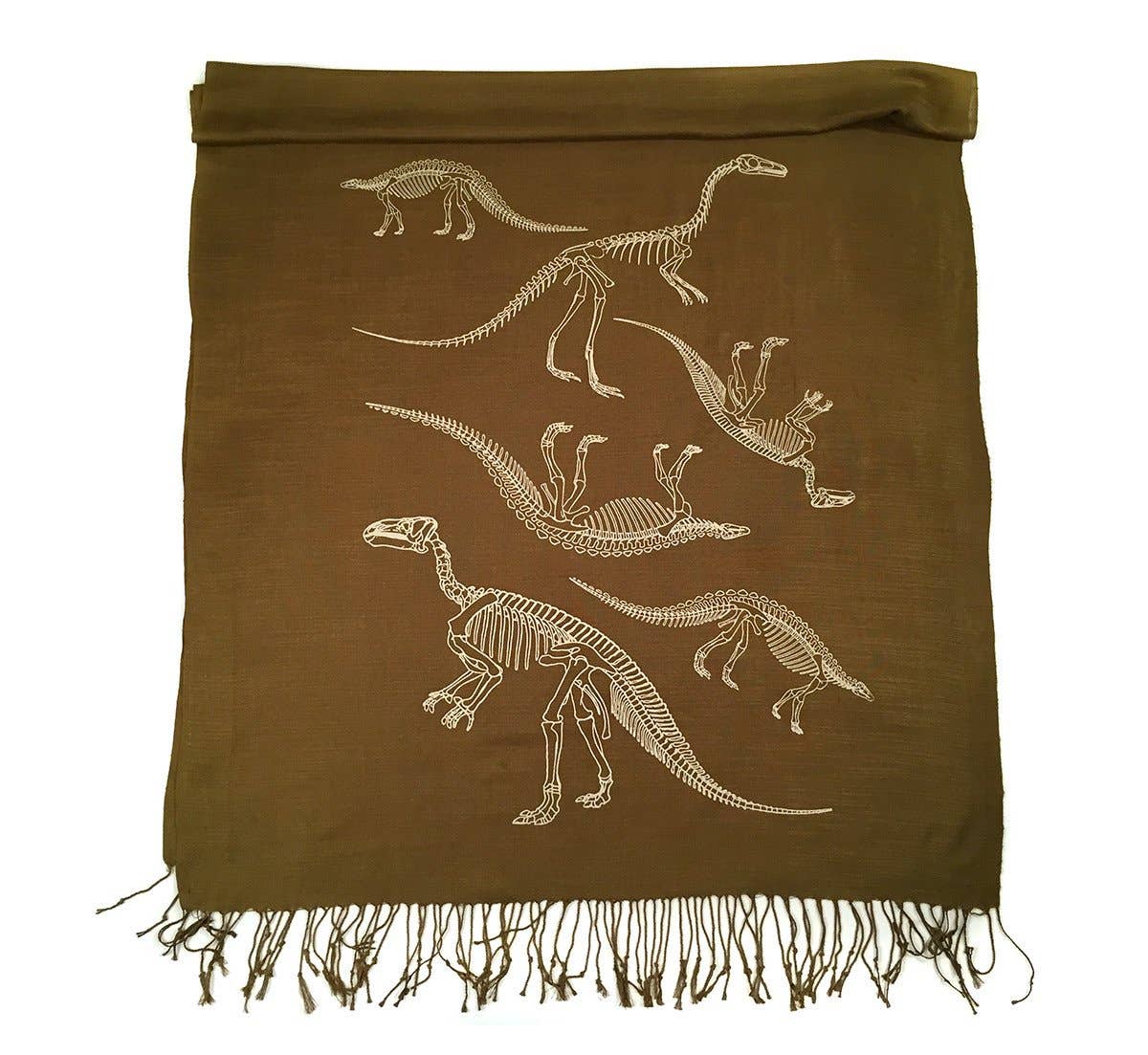 Cyberoptix Tie Lab - Wholesale Scarf - Unisex - Dinosaur Bones Scarf, Linen Weave Pashmina1