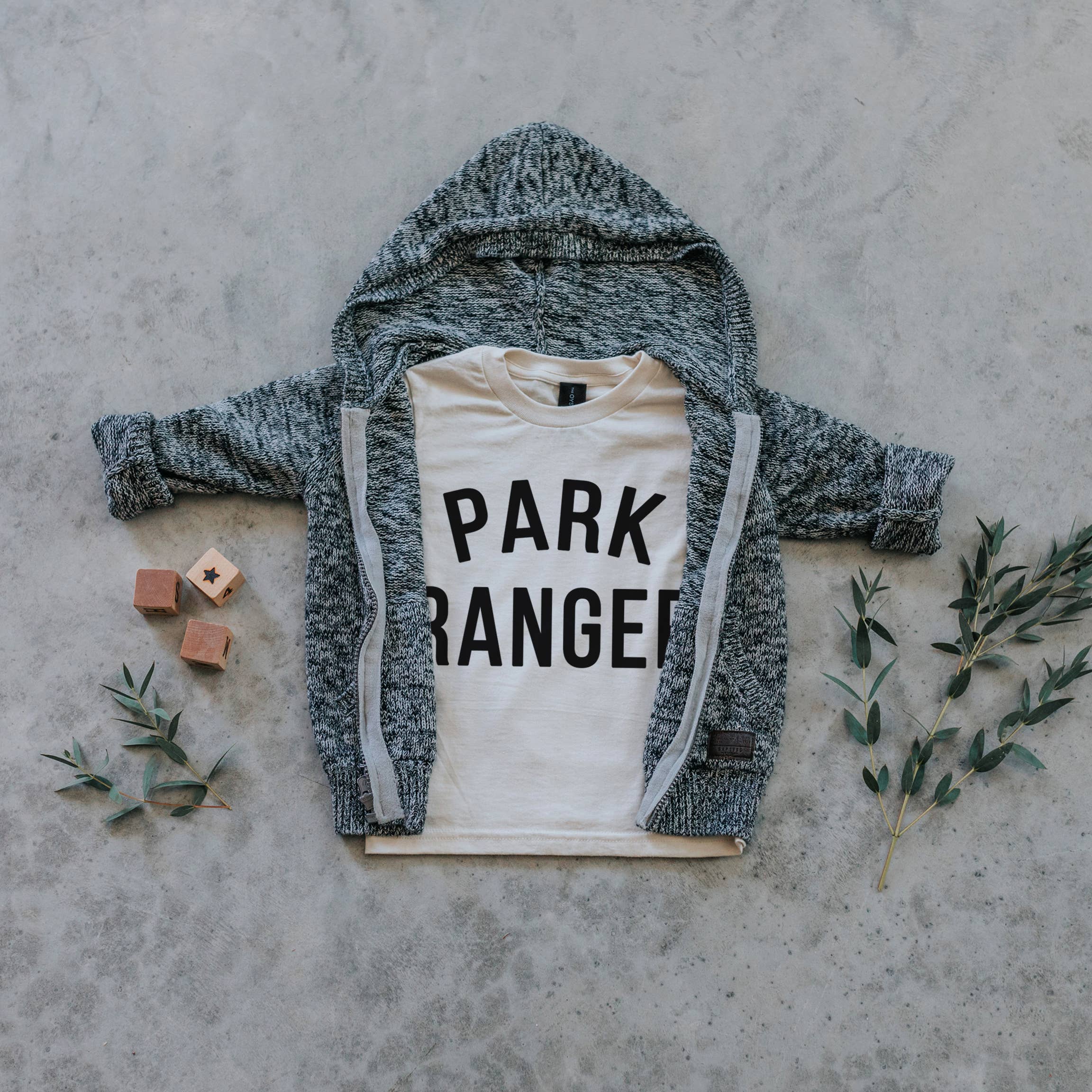 Gladfolk - Wholesale Screen Printed T-Shirt - Kids - Park Ranger Cream Organic Kids Tee3